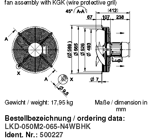 Габаритные размеры и исполнение KGV EX(e) 500/28 T3 400V 100968